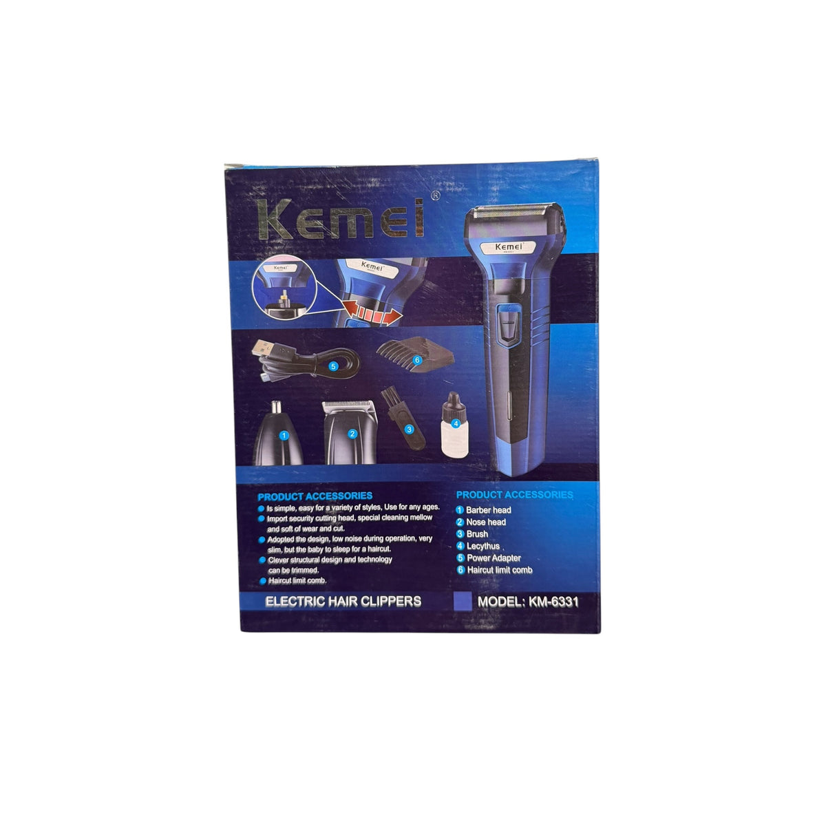 Professional Rechargeable Hair & Beard Trimmer – Precision Grooming Kit – LE-47