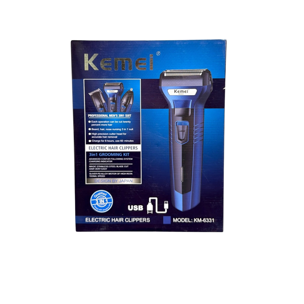Professional Rechargeable Hair & Beard Trimmer – Precision Grooming Kit – LE-47