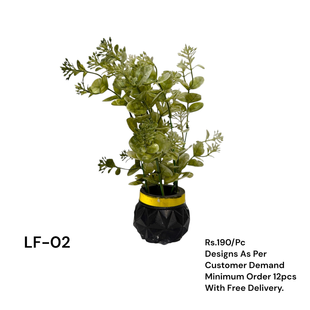 Artificial Green Floral Arrangement with Decorative Designer Pot – Modern Home Décor – LF-02