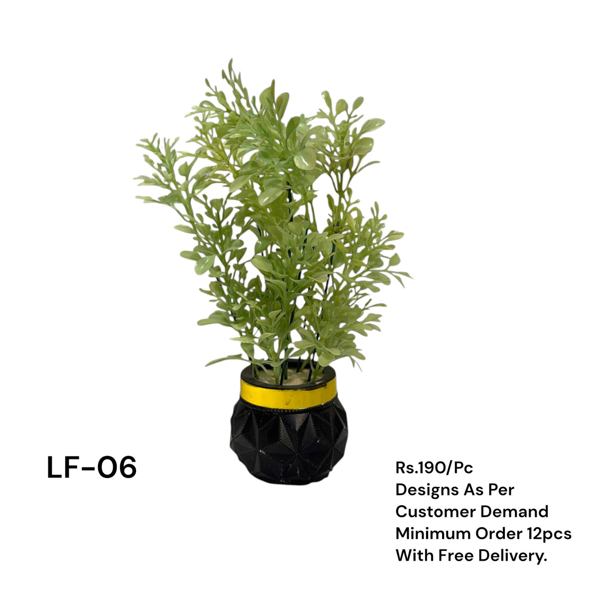 Artificial Green Floral Arrangement with Decorative Designer Pot – Modern Home Décor – LF-06