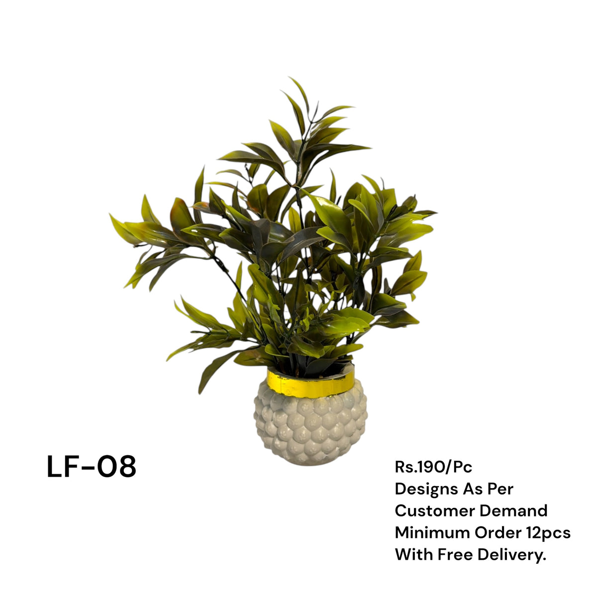 Artificial Green Floral Arrangement with Decorative Designer Pot – Modern Home Décor – LF-08