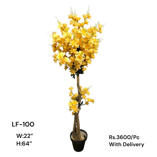 Artificial Green Floral Arrangement with Decorative Designer Pot – Modern Home Décor – LF-100