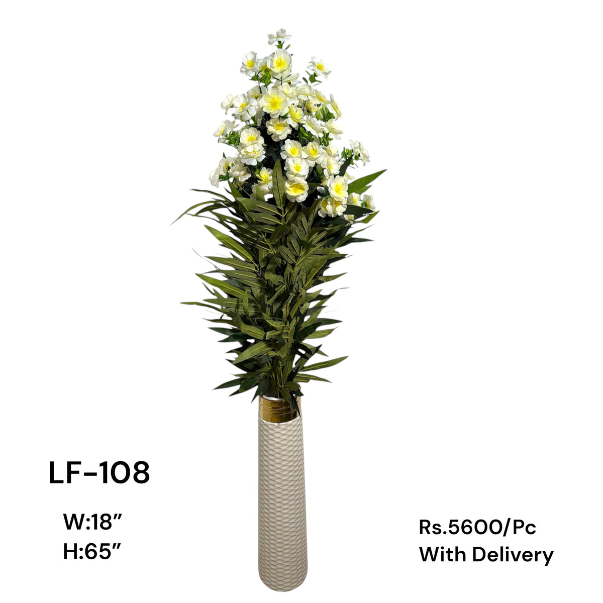 Artificial Green Floral Arrangement with Decorative Designer Pot – Modern Home Décor – LF-108