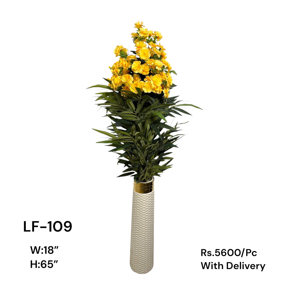 Artificial Green Floral Arrangement with Decorative Designer Pot – Modern Home Décor – LF-109