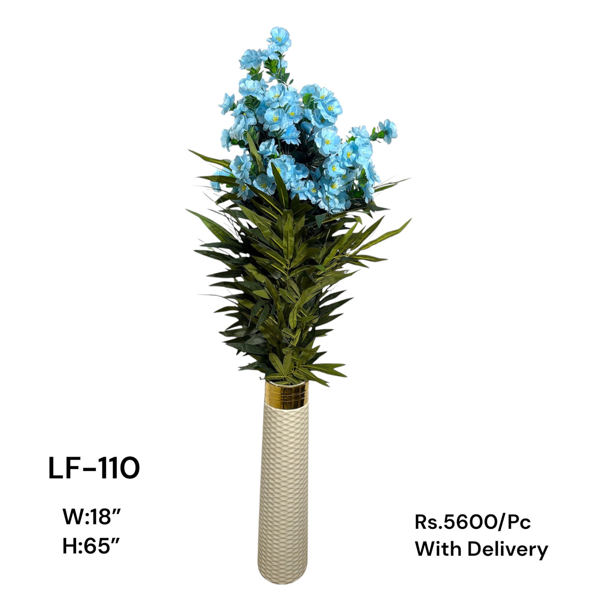 Artificial Green Floral Arrangement with Decorative Designer Pot – Modern Home Décor – LF-110
