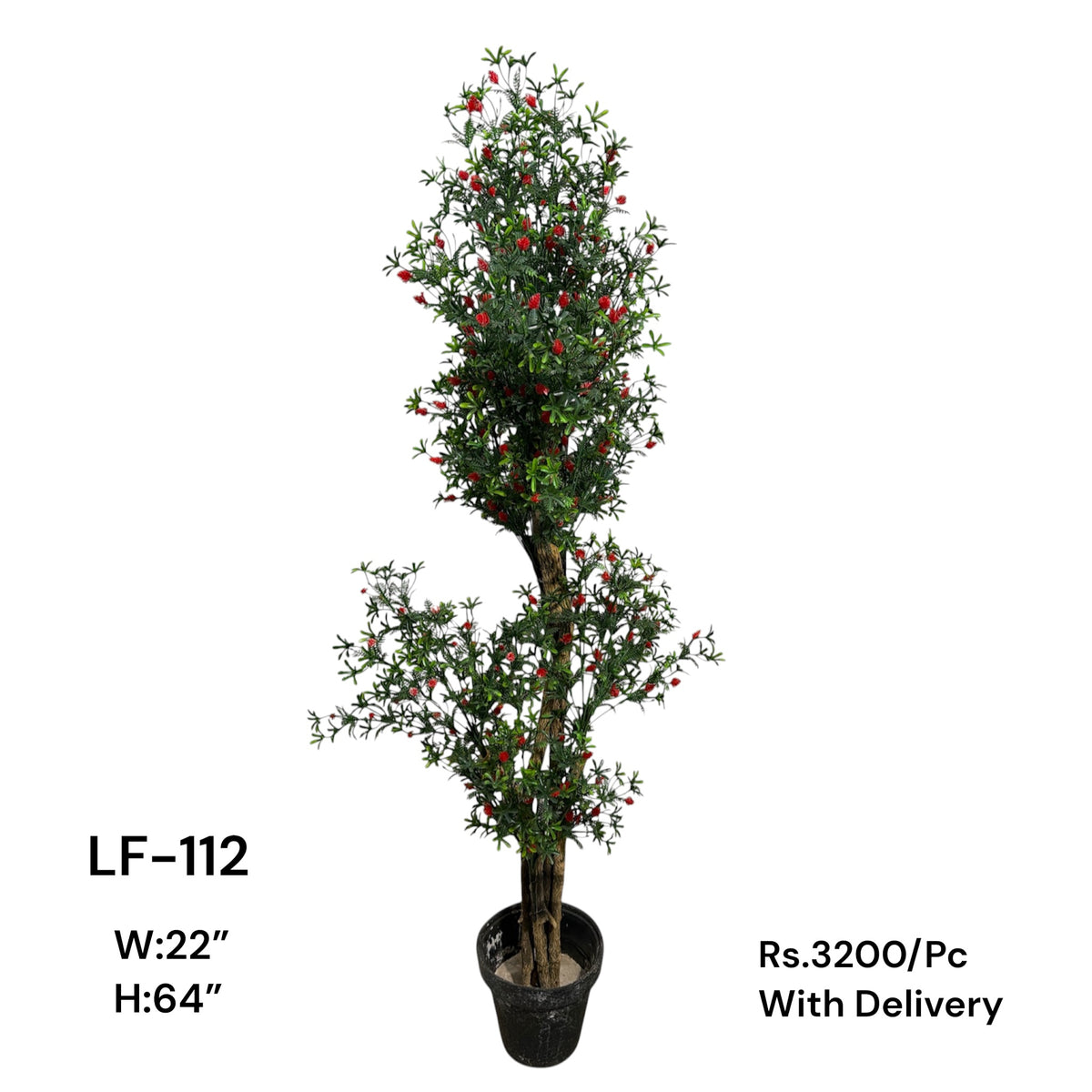 Artificial Green Floral Arrangement with Decorative Designer Pot – Modern Home Décor – LF-112