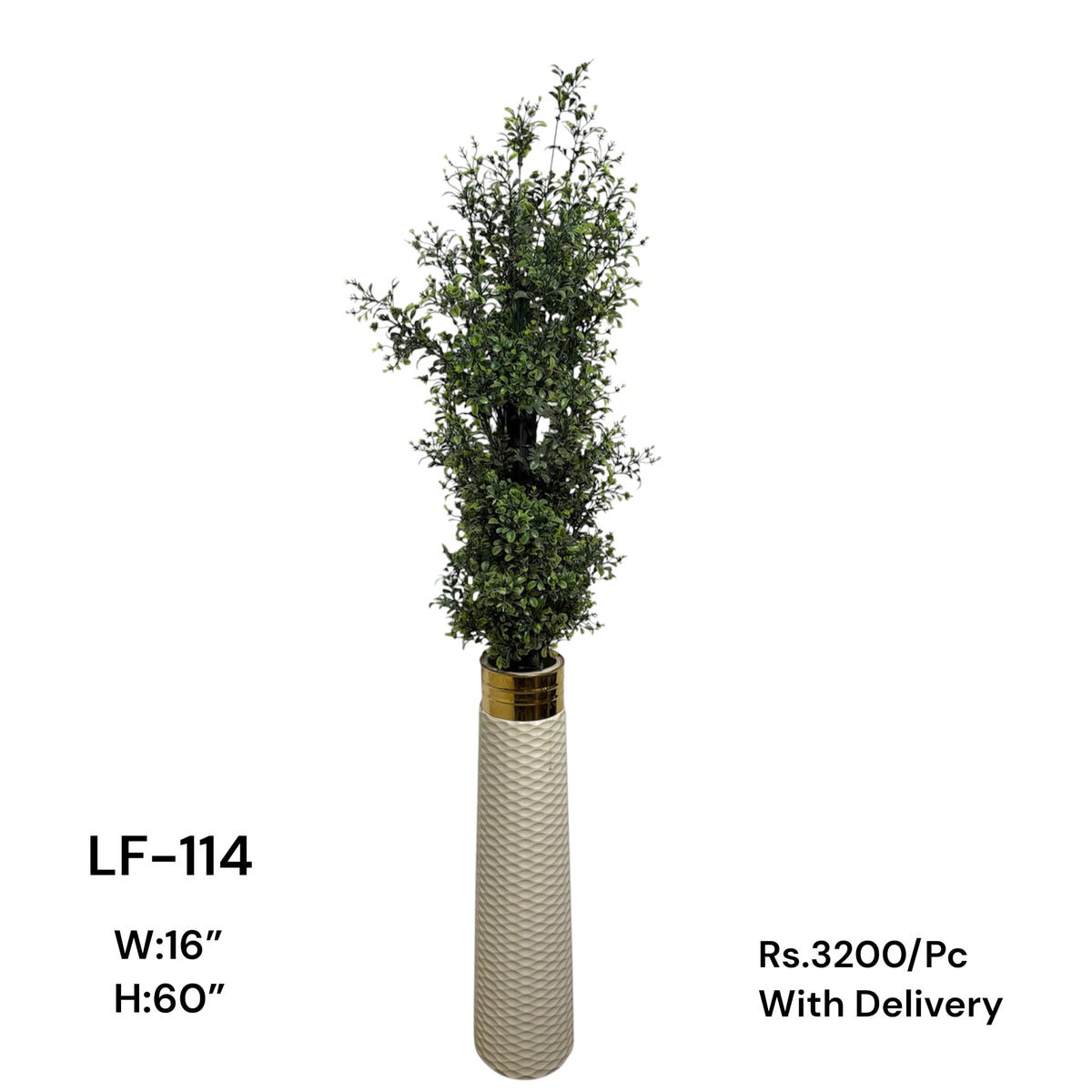 Artificial Green Floral Arrangement with Decorative Designer Pot – Modern Home Décor – LF-114