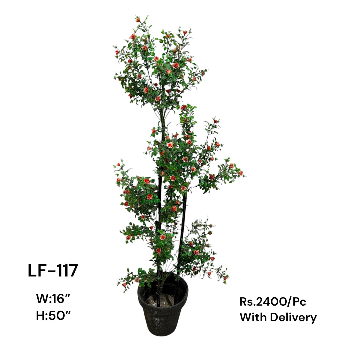 Artificial Green Floral Arrangement with Decorative Designer Pot – Modern Home Décor – LF-117