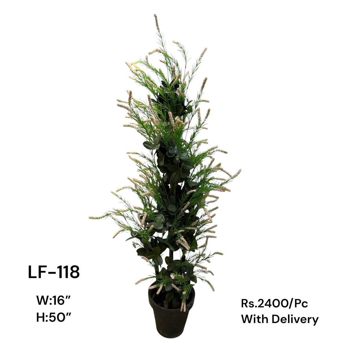 Artificial Green Floral Arrangement with Decorative Designer Pot – Modern Home Décor – LF-118