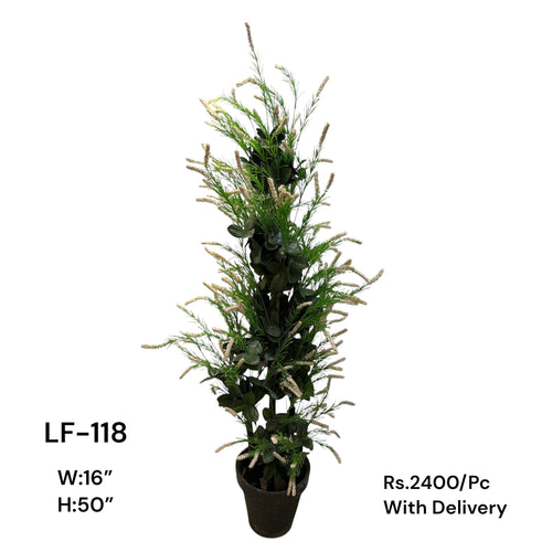Artificial Green Floral Arrangement with Decorative Designer Pot – Modern Home Décor – LF-118