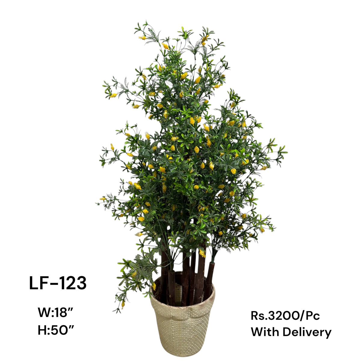 Artificial Green Floral Arrangement with Decorative Designer Pot – Modern Home Décor – LF-123