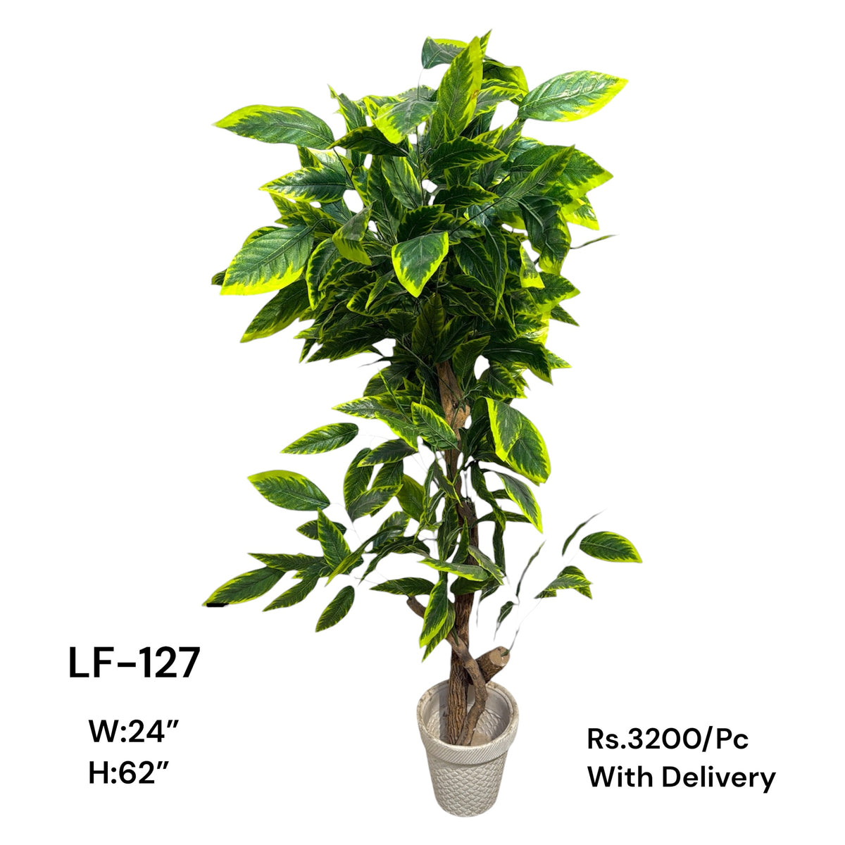 Artificial Green Floral Arrangement with Decorative Designer Pot – Modern Home Décor – LF-127