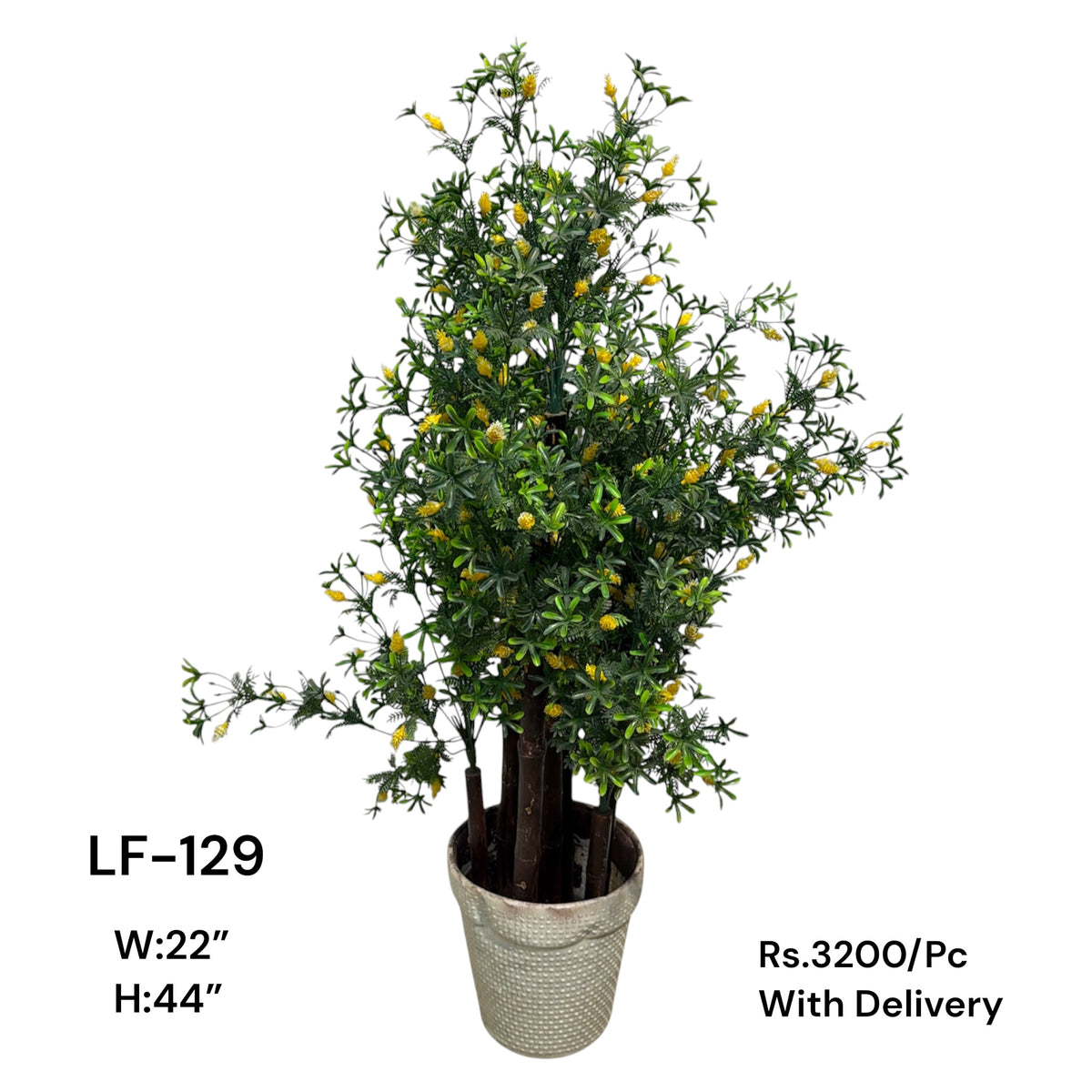Artificial Green Floral Arrangement with Decorative Designer Pot – Modern Home Décor – LF-129