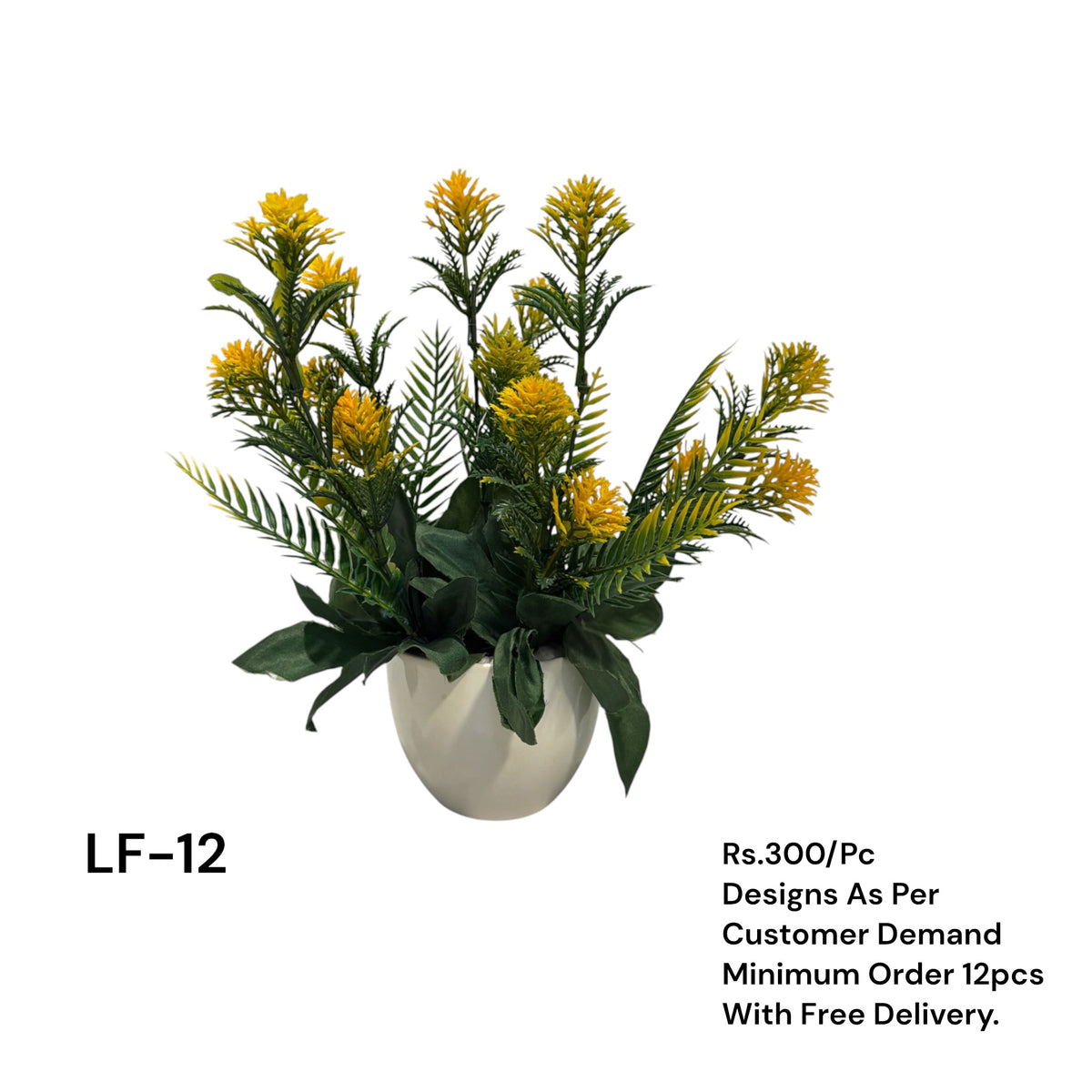 Artificial Green Floral Arrangement with Decorative Designer Pot – Modern Home Décor –LF-12