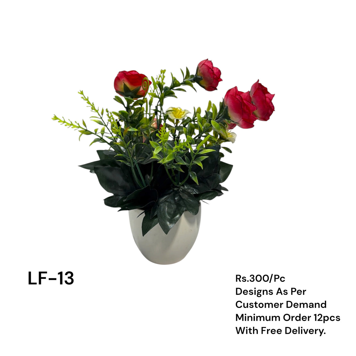 Artificial Green Floral Arrangement with Decorative Designer Pot – Modern Home Décor – LF-13