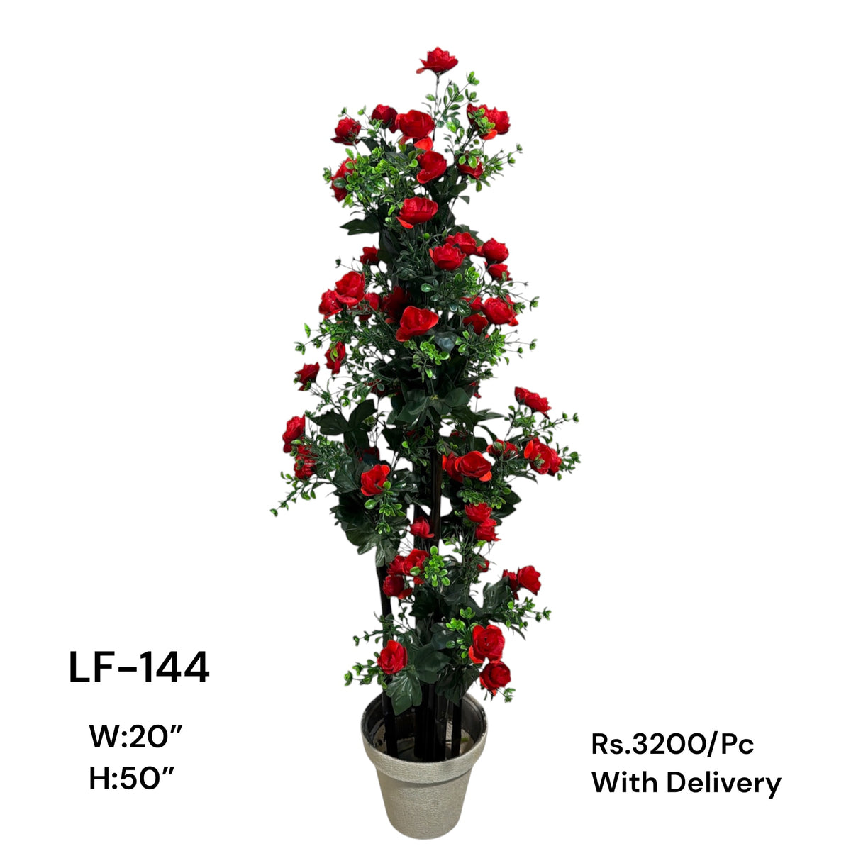 Artificial Green Floral Arrangement with Decorative Designer Pot – Modern Home Décor – LF-144