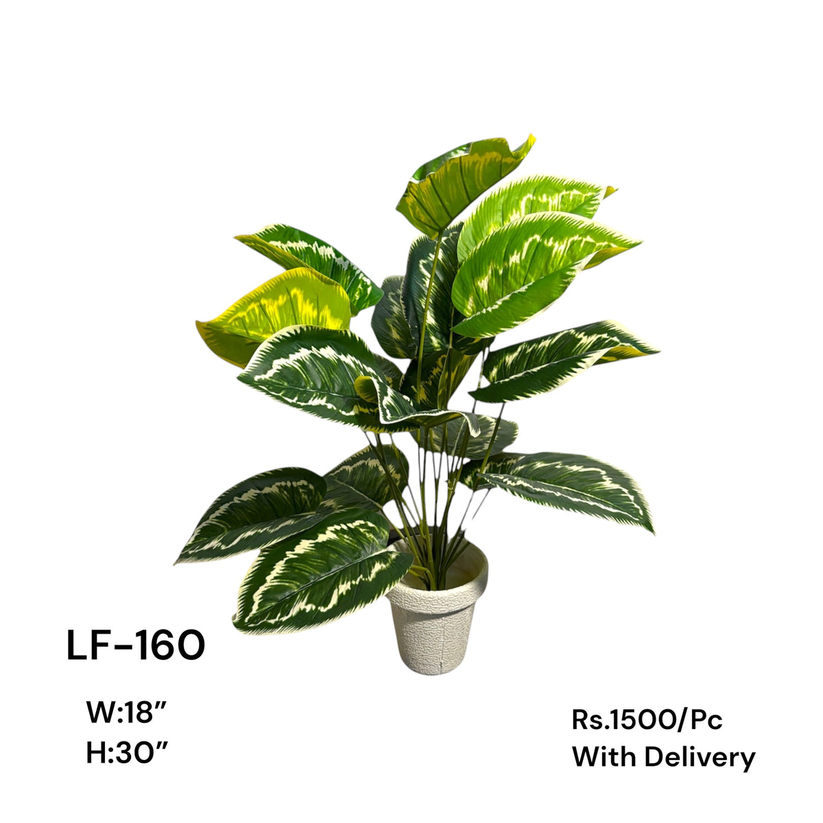 Artificial Green Floral Arrangement with Decorative Designer Pot – Modern Home Décor – LF-160