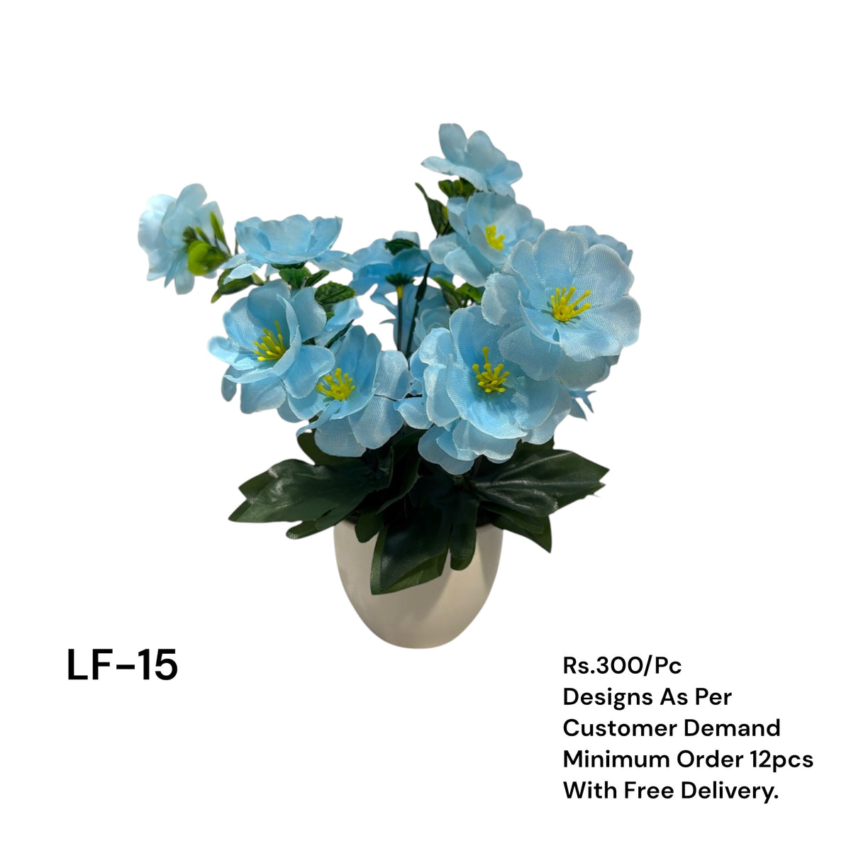 Artificial Green Floral Arrangement with Decorative Designer Pot – Modern Home Décor – LF-15