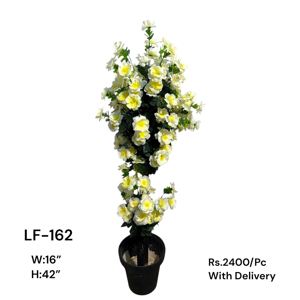 Artificial Green Floral Arrangement with Decorative Designer Pot – Modern Home Décor – LF-162