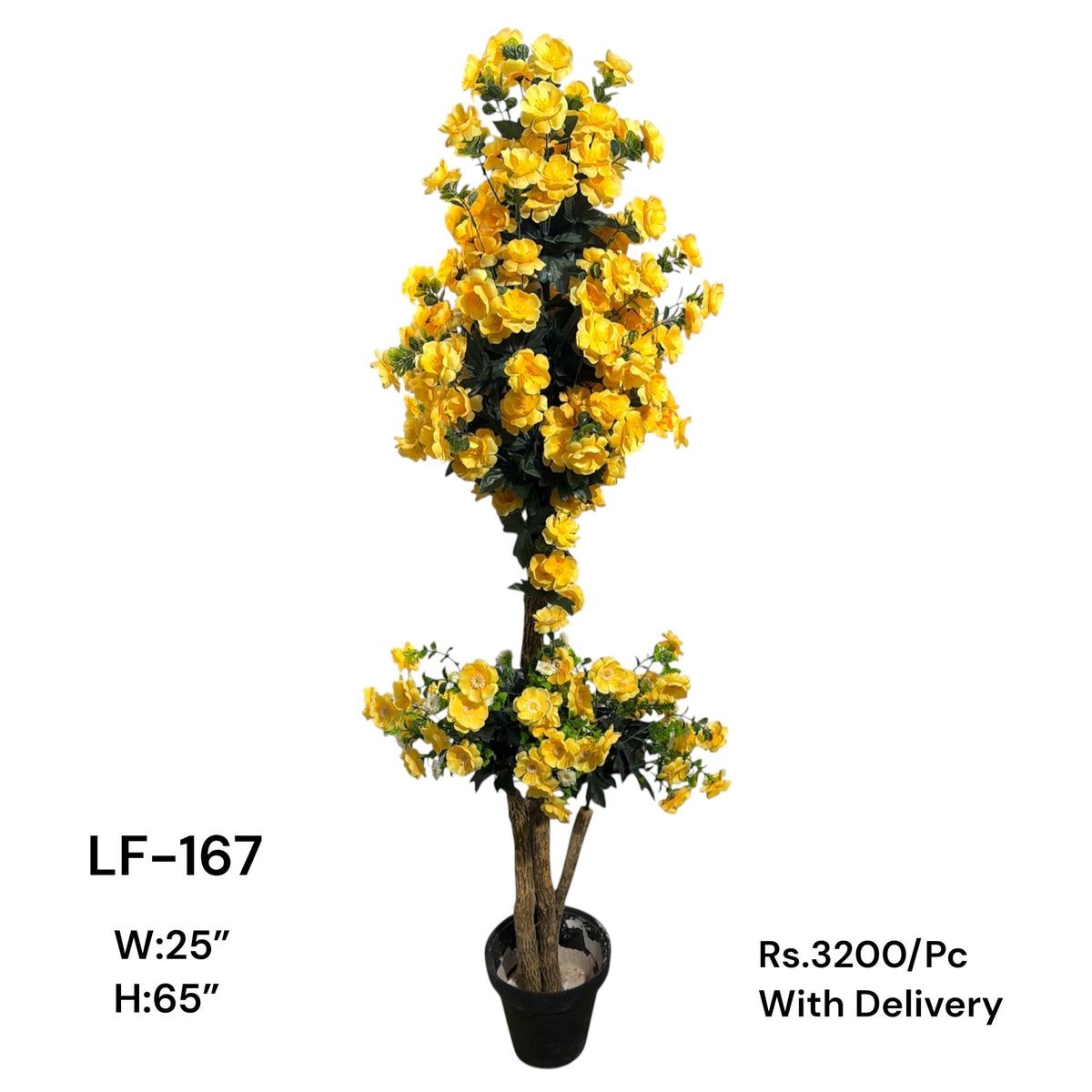 Artificial Green Floral Arrangement with Decorative Designer Pot – Modern Home Décor – LF-167