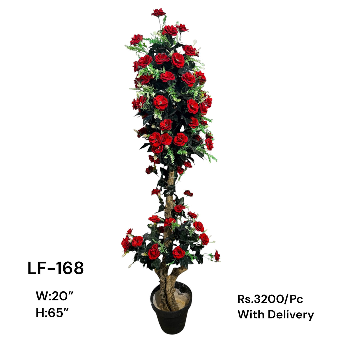 Artificial Green Floral Arrangement with Decorative Designer Pot – Modern Home Décor – LF-168