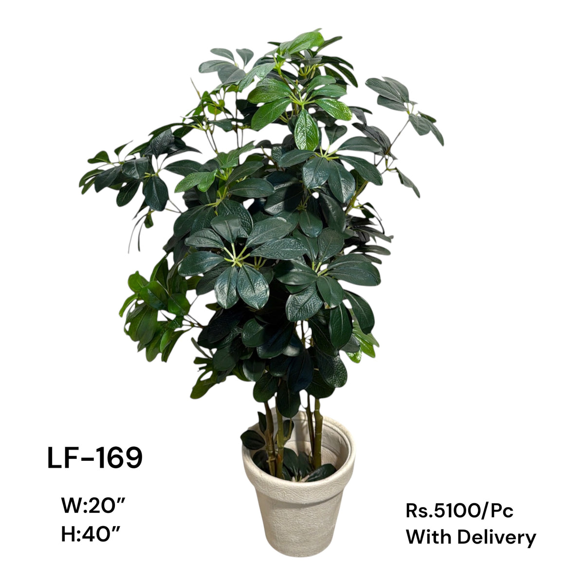 Artificial Green Floral Arrangement with Decorative Designer Pot – Modern Home Décor – LF-169