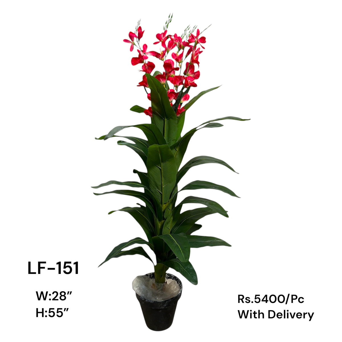 Artificial Green Floral Arrangement with Decorative Designer Pot – Modern Home Décor – LF-151
