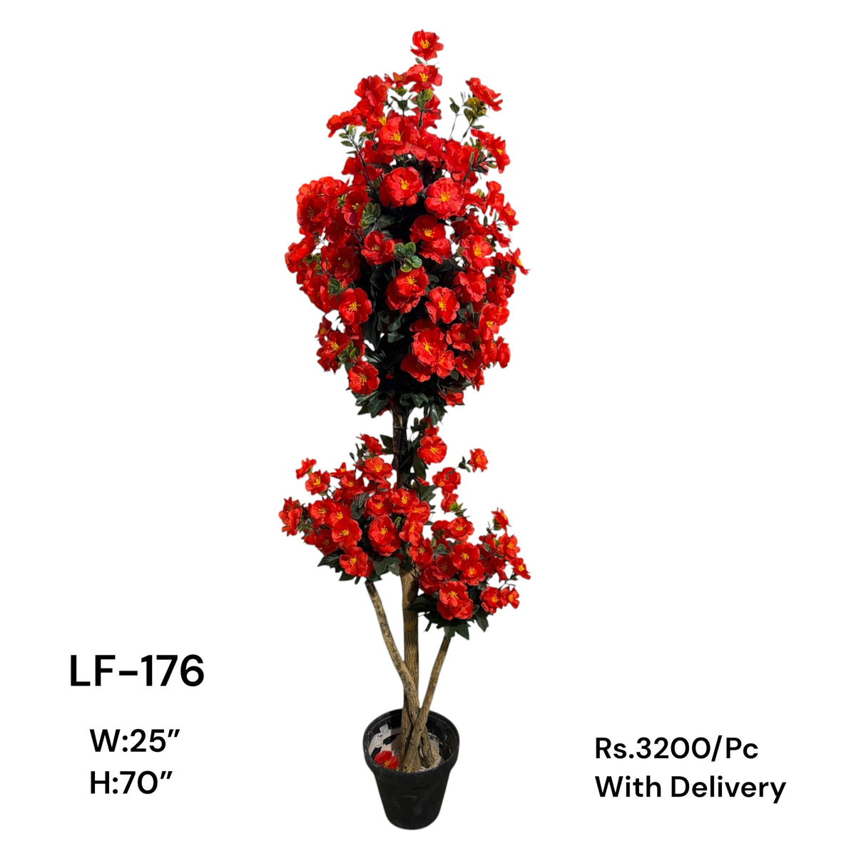 Artificial Green Floral Arrangement with Decorative Designer Pot – Modern Home Décor – LF-176