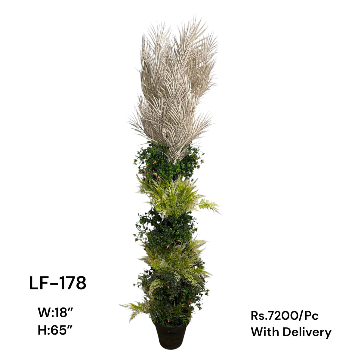 Artificial Green Floral Arrangement with Decorative Designer Pot – Modern Home Décor – LF-178