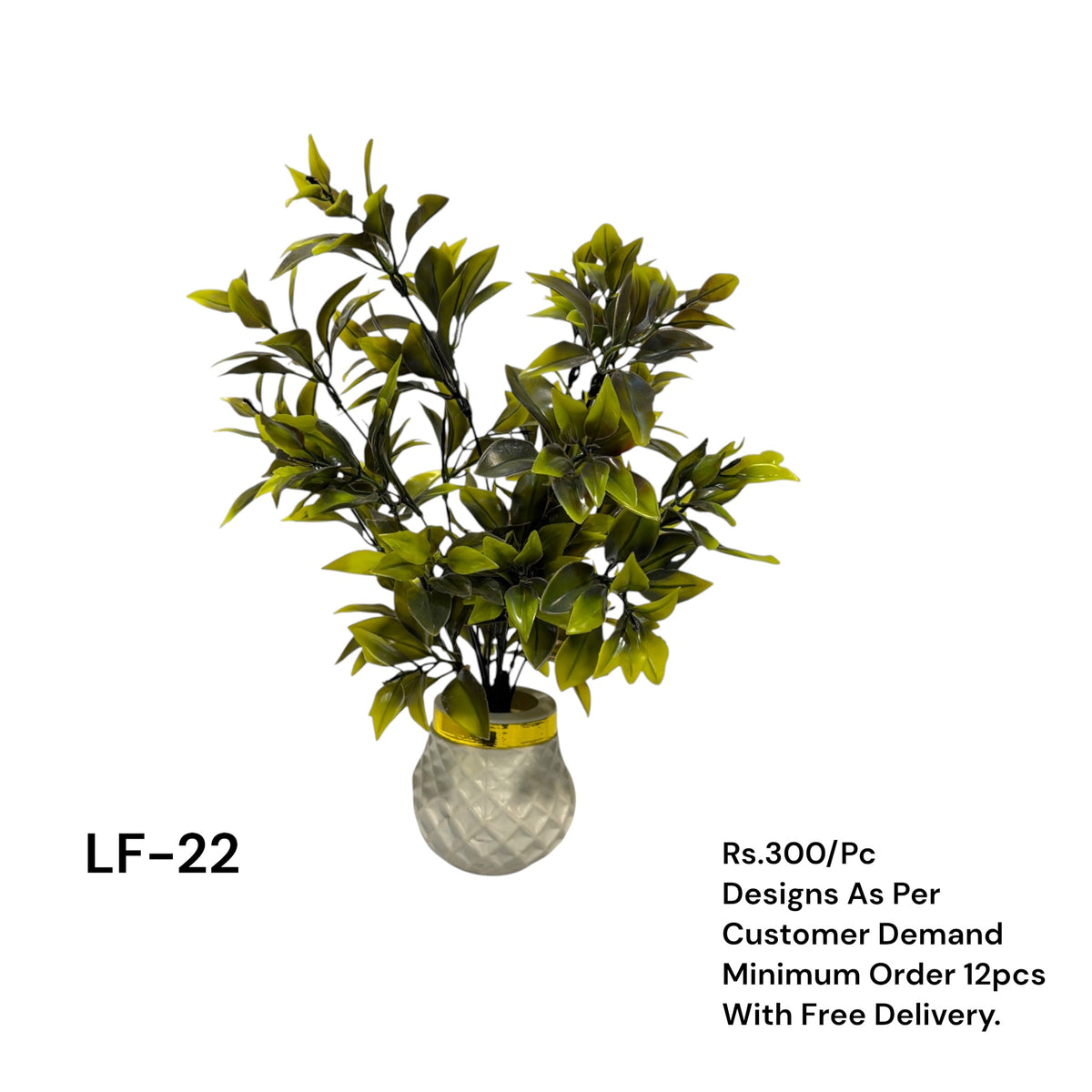 Artificial Green Floral Arrangement with Decorative Designer Pot – Modern Home Décor – LF-22