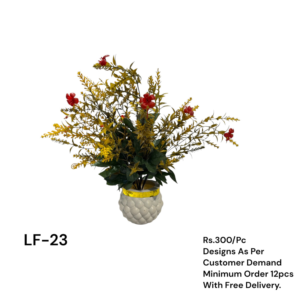 Artificial Green Floral Arrangement with Decorative Designer Pot – Modern Home Décor – LF-23
