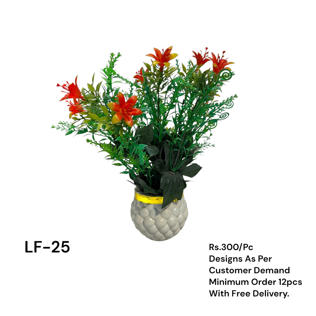 Artificial Green Floral Arrangement with Decorative Designer Pot – Modern Home Décor – LF-25