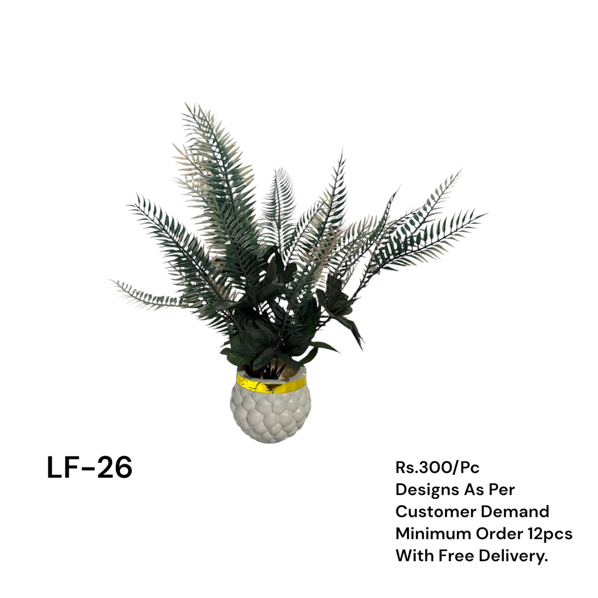 Artificial Green Floral Arrangement with Decorative Designer Pot – Modern Home Décor – LF-26
