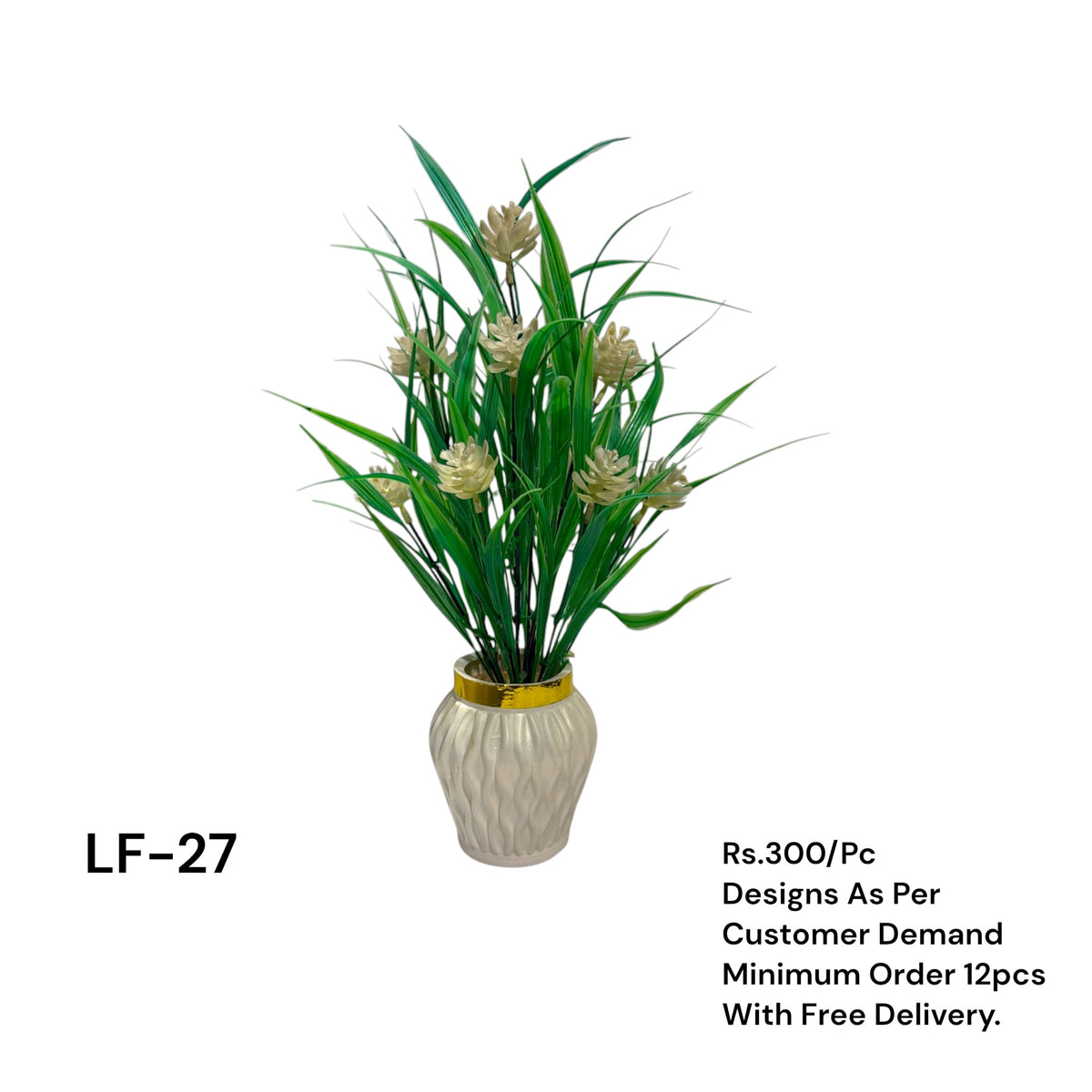 Artificial Green Floral Arrangement with Decorative Designer Pot – Modern Home Décor – LF-27