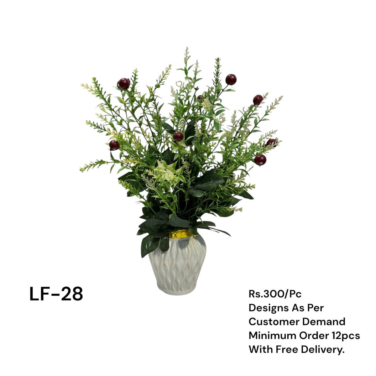 Artificial Green Floral Arrangement with Decorative Designer Pot – Modern Home Décor – LF-28
