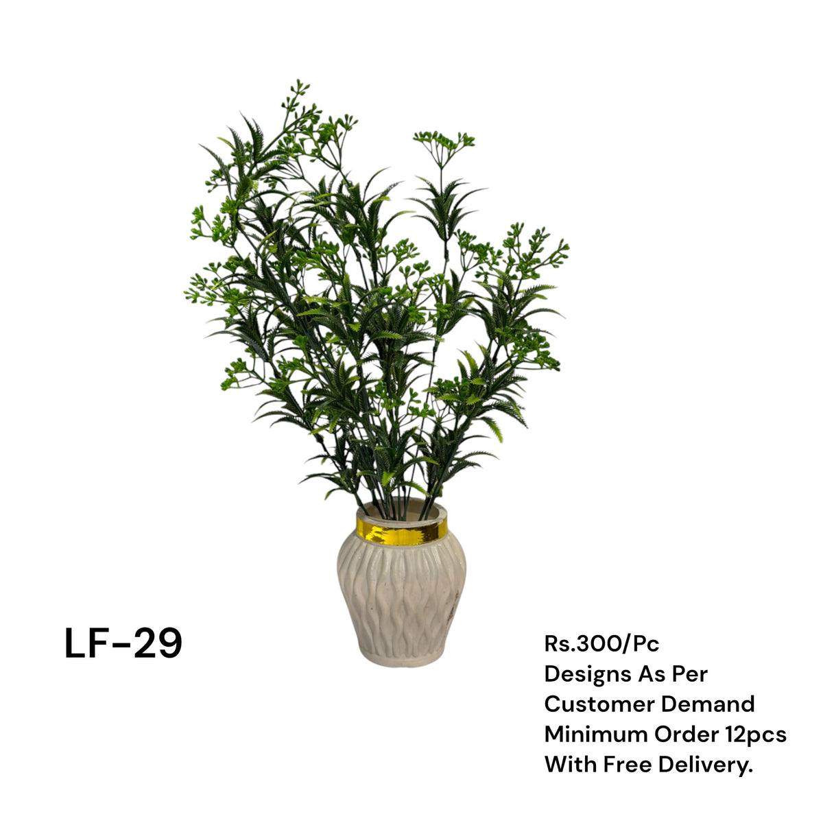Artificial Green Floral Arrangement with Decorative Designer Pot – Modern Home Décor – LF-29