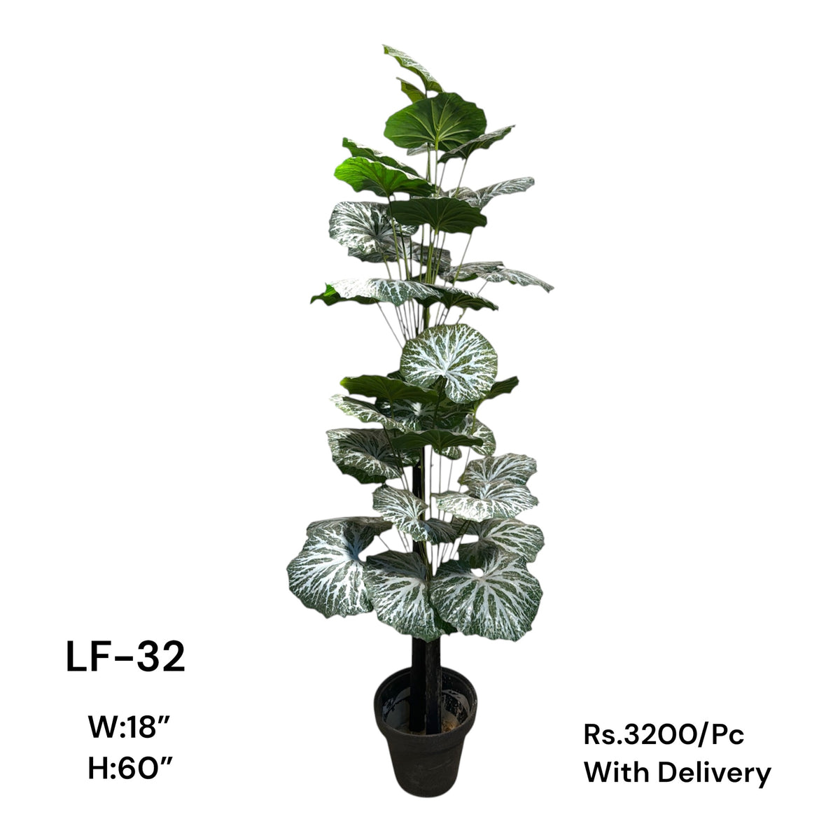 Artificial Green Floral Arrangement with Decorative Designer Pot – Modern Home Décor – LF-32
