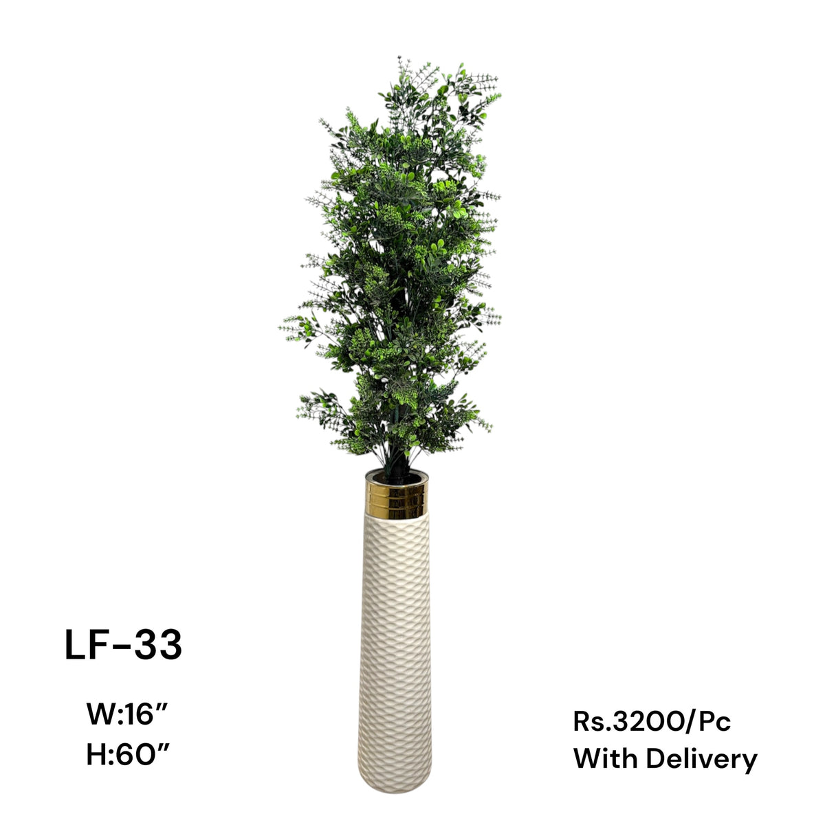 Artificial Green Floral Arrangement with Decorative Designer Pot – Modern Home Décor – LF-33