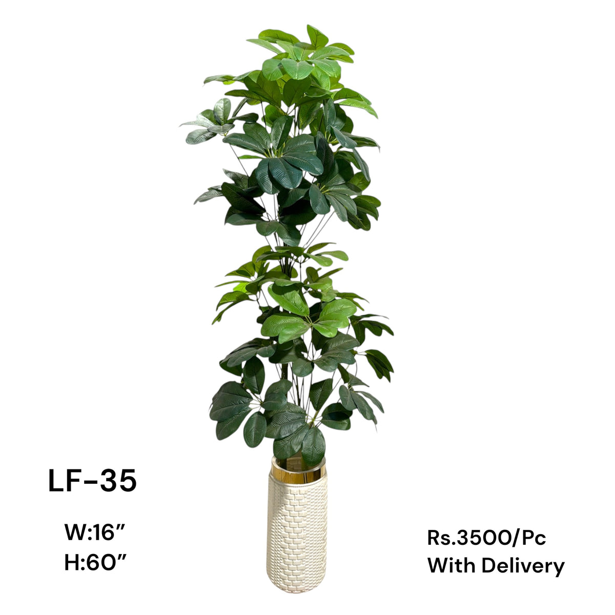 Artificial Green Floral Arrangement with Decorative Designer Pot – Modern Home Décor – LF-35