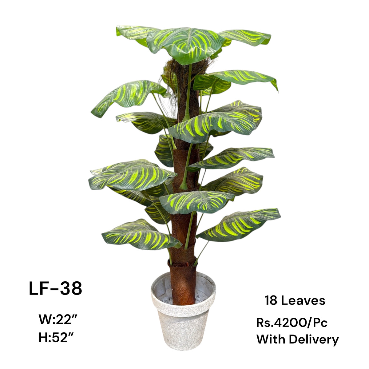 Artificial Green Floral Arrangement with Decorative Designer Pot – Modern Home Décor – LF-38