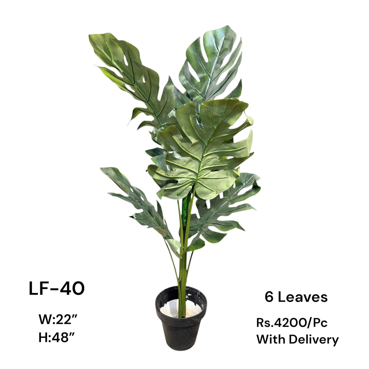 Artificial Green Floral Arrangement with Decorative Designer Pot – Modern Home Décor – LF-40