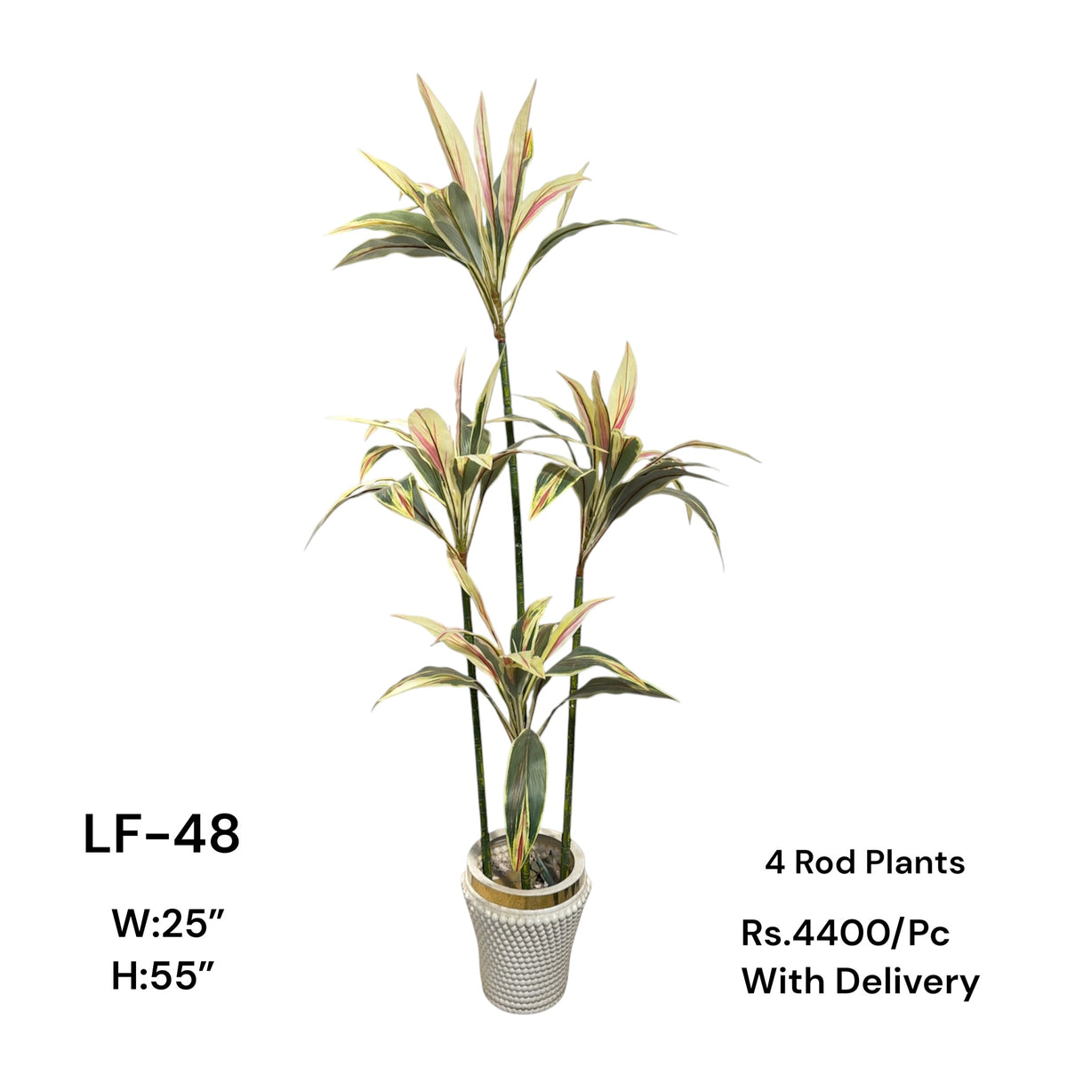 Artificial Green Floral Arrangement with Decorative Designer Pot – Modern Home Décor – LF-48