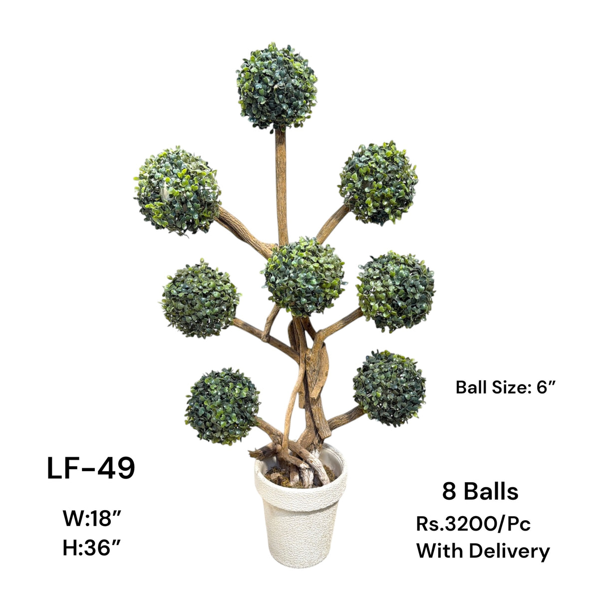 Artificial Green Floral Arrangement with Decorative Designer Pot – Modern Home Décor – LF-49