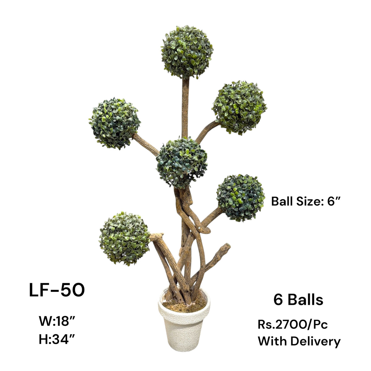 Artificial Green Floral Arrangement with Decorative Designer Pot – Modern Home Décor – LF-50