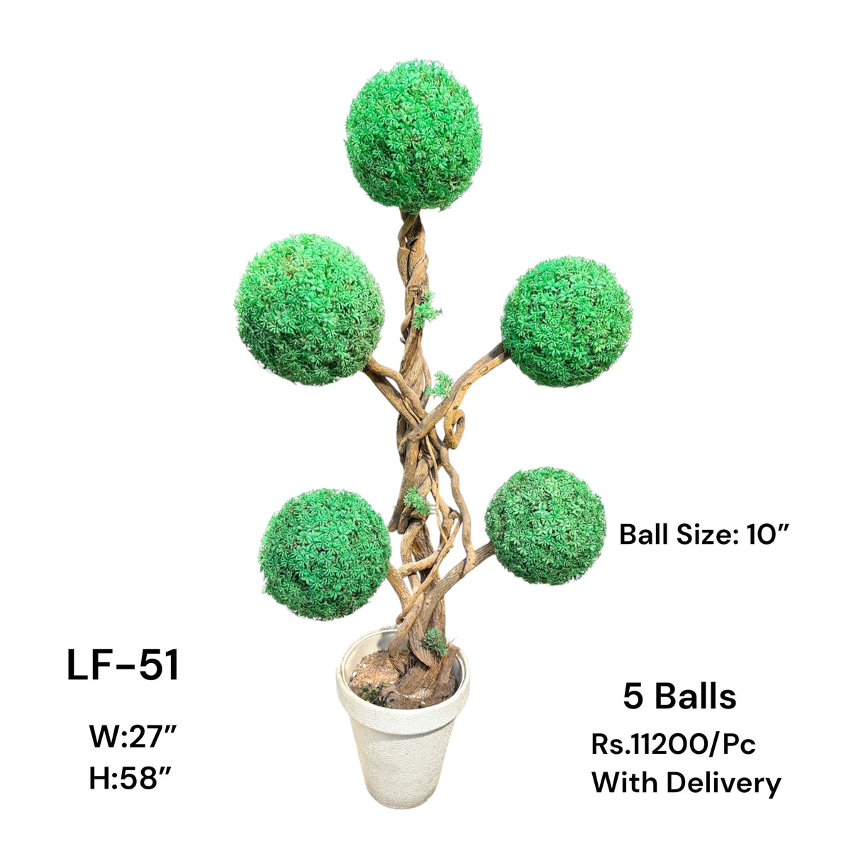 Artificial Green Floral Arrangement with Decorative Designer Pot – Modern Home Décor – LF-51