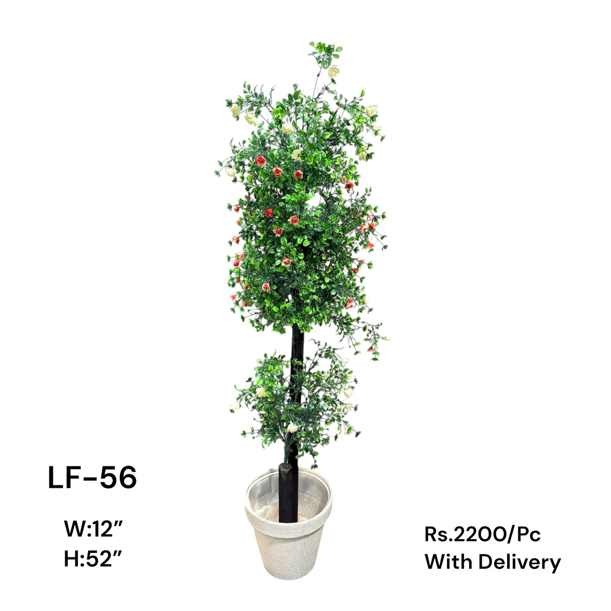 Artificial Green Floral Arrangement with Decorative Designer Pot – Modern Home Décor – LF-56