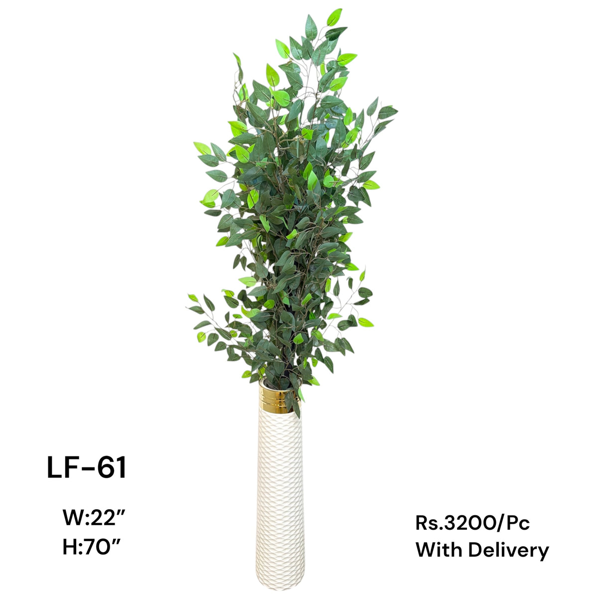 Artificial Green Floral Arrangement with Decorative Designer Pot – Modern Home Décor – LF-61