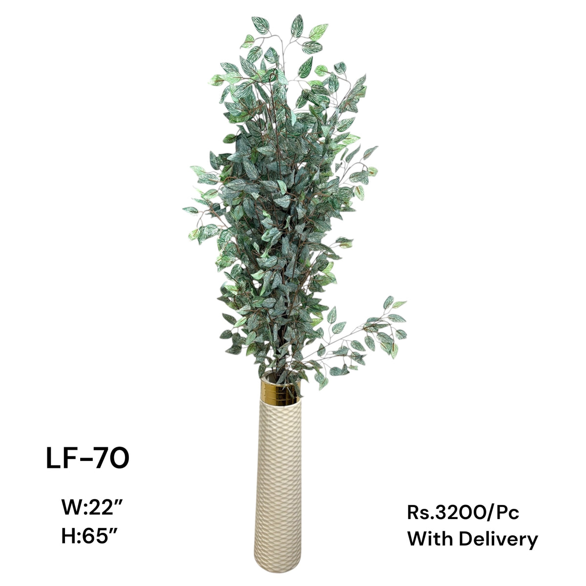 Artificial Green Floral Arrangement with Decorative Designer Pot – Modern Home Décor – LF-70