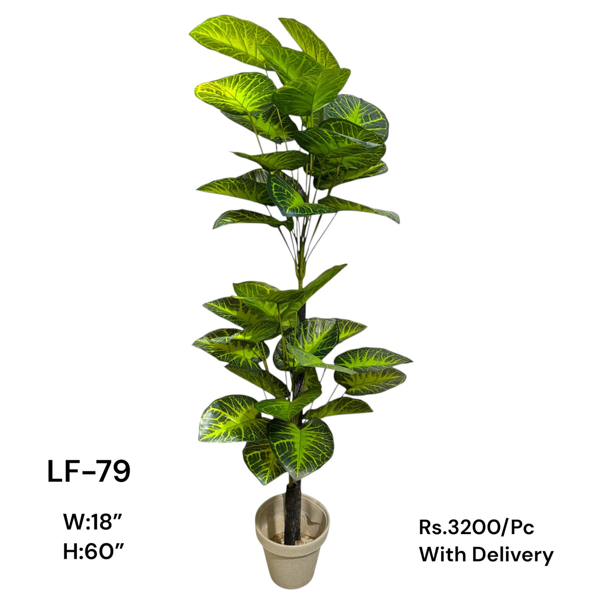 Artificial Green Floral Arrangement with Decorative Designer Pot – Modern Home Décor – LF-79