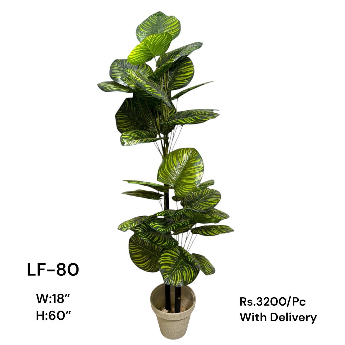 Artificial Green Floral Arrangement with Decorative Designer Pot – Modern Home Décor – LF-80
